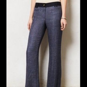 Anthro Metallic Blue Elevenses Brighton Pants sz 4